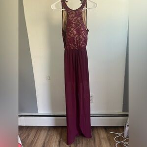 Emerald Sundae Lace Maroon Prom Dress size 0.